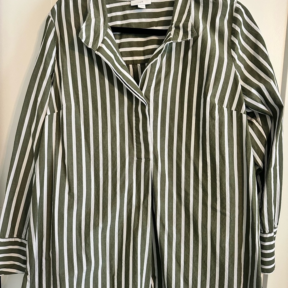 J. Jill Olive and White Striped Shirt
